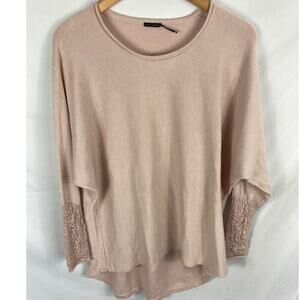Stella Carakasi Knit Sleeve Dolman Cashmere Sweater Pink Size Xs